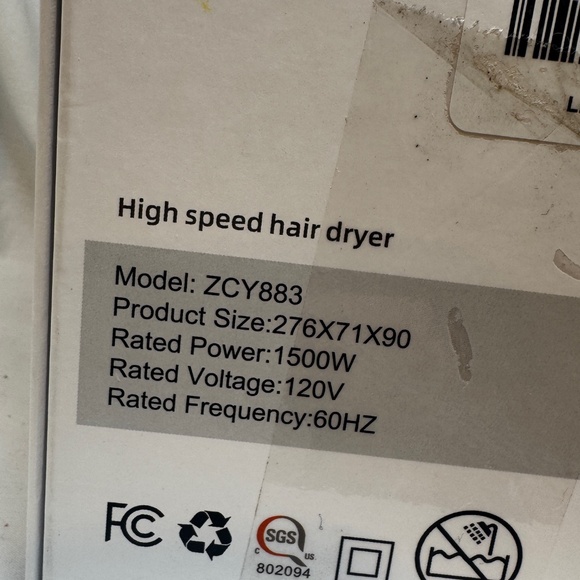 Ionic Blow Dryer High Speed Brushless Motor Diffusser and Nozzle 5 Temps 2 Speed - Picture 5 of 9